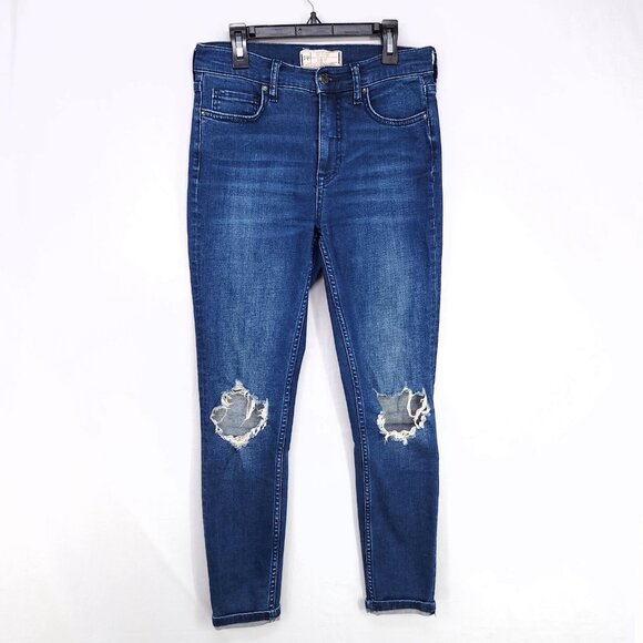 Free People Distressed Jeans Size 27 High Rise Womens Shredded Figure flattering - Picture 1 of 14
